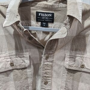 Filson Light Beige Plaid Cotton Button-Front Shirt